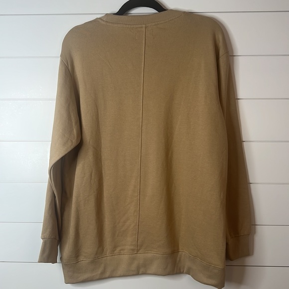 Post Surf Tan Sweatshirt with White Monstera Leaves Design. Size Medium. NWT. - Picture 5 of 10